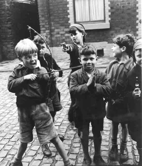 Boys playing in Liverpool 1953